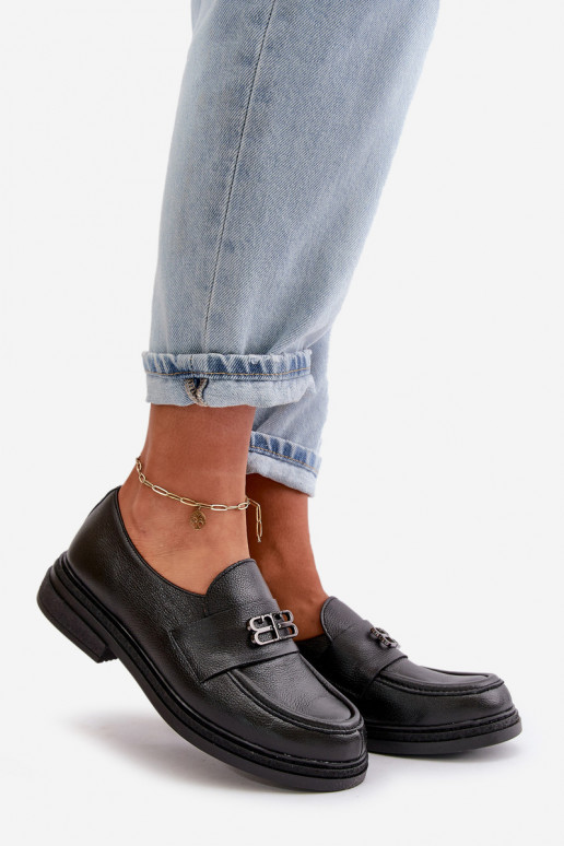 Zazoo 20174 Pele Estilo elegante sapato Feminino com salto largo cor preta Zazoo 20174 Pele Estilo elegante sapato Feminino com salto largo cor preta