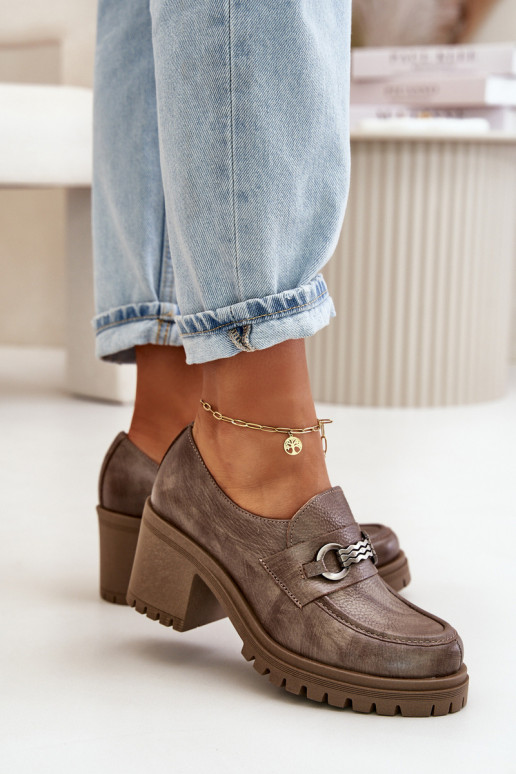 Zazoo 20175 sapato Feminino com salto couro natural bege Zazoo 20175 sapato Feminino com salto couro natural bege