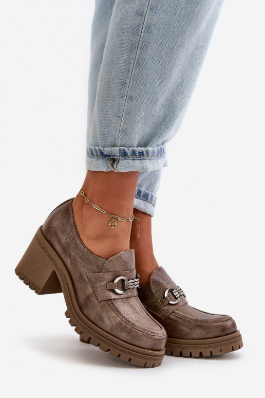 Zazoo 20175 sapato Feminino com salto couro natural bege Zazoo 20175 sapato Feminino com salto couro natural bege