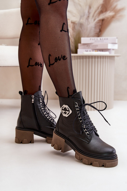 Zazoo 60376 Pele aquecimento Botas com zíperes cor preta