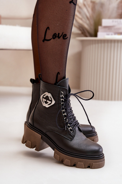 Zazoo 60376 Pele aquecimento Botas com zíperes cor preta