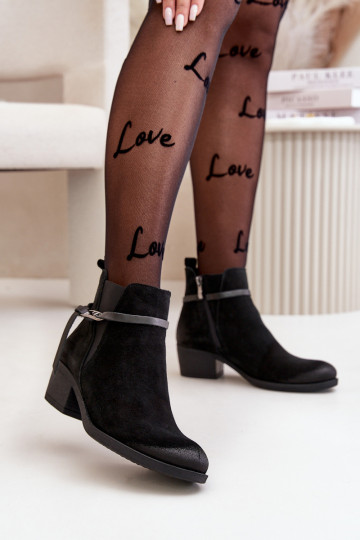 Zazoo 60478 Sapatos de camurça com salto aquecimento Preso Casal o castelo cor preta