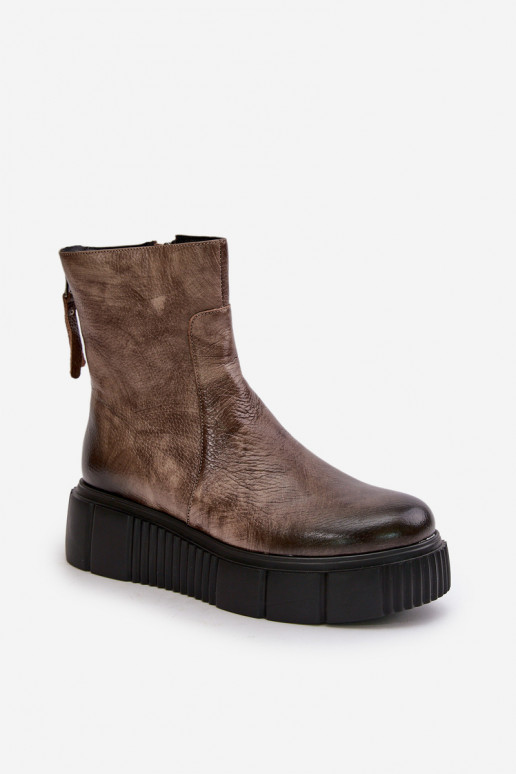 Zazoo 60369 Botas femininas com uma plataforma bege Zazoo 60369 Botas femininas com uma plataforma bege