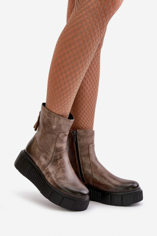 Zazoo 60369 Botas femininas com uma plataforma bege Zazoo 60369 Botas femininas com uma plataforma bege