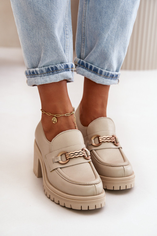 Zazoo 20175 sapato Feminino com salto couro natural cor de marfim Zazoo 20175 sapato Feminino com salto couro natural cor de marfim