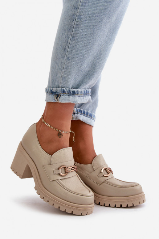 Zazoo 20175 sapato Feminino com salto couro natural cor de marfim Zazoo 20175 sapato Feminino com salto couro natural cor de marfim