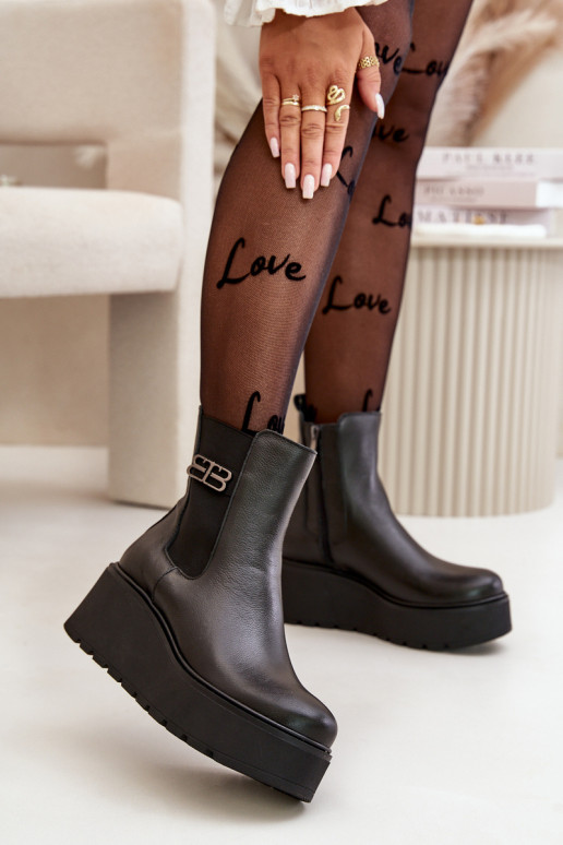 Zazoo 60498 Botas femininas Botas Chelsea com uma plataforma I Koturnie cor preta Zazoo 60498 Botas femininas Botas Chelsea com uma plataforma I Koturnie cor preta