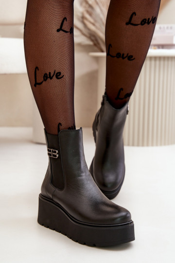 Zazoo 60498 Botas femininas Botas Chelsea com uma plataforma I Koturnie cor preta 2