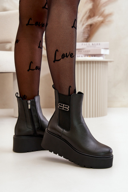 Zazoo 60498 Botas femininas Botas Chelsea com uma plataforma I Koturnie cor preta Zazoo 60498 Botas femininas Botas Chelsea com uma plataforma I Koturnie cor preta