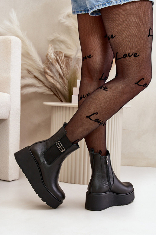 Zazoo 60498 Botas femininas Botas Chelsea com uma plataforma I Koturnie cor preta Zazoo 60498 Botas femininas Botas Chelsea com uma plataforma I Koturnie cor preta