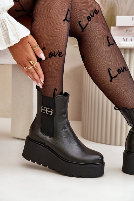 Zazoo 60498 Botas femininas Botas Chelsea com uma plataforma I Koturnie cor preta Zazoo 60498 Botas femininas Botas Chelsea com uma plataforma I Koturnie cor preta