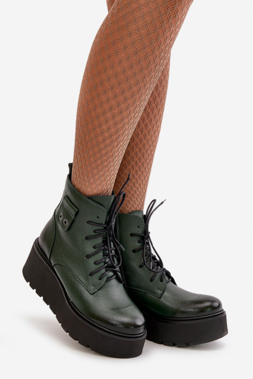 Zazoo 60499 Feminino Botas com uma plataforma I Koturnie aquecimento couro natural cor cáqui Zazoo 60499 Feminino Botas com uma plataforma I Koturnie aquecimento couro natural cor cáqui