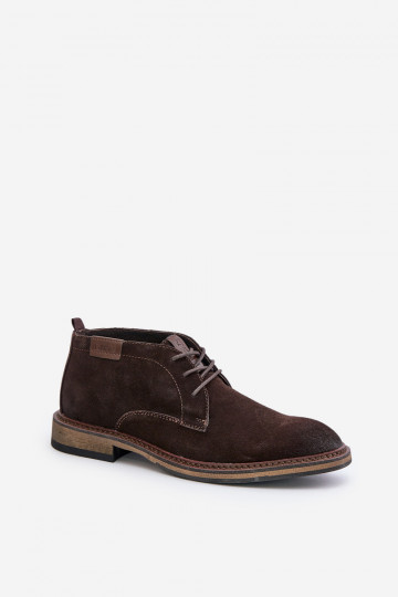 Botas masculinas de camurça com cadarços Big Star OO174145 na cor marrom escuro