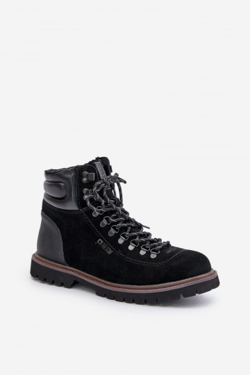Botins masculinos de camurça forrados Big Star OO174643 Hi-Poly System na cor preta