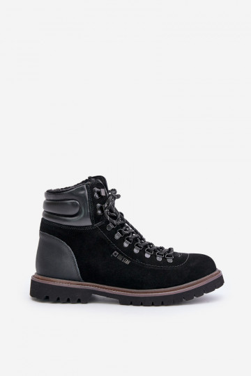 Botins masculinos de camurça forrados Big Star OO174643 Hi-Poly System na cor preta 2
