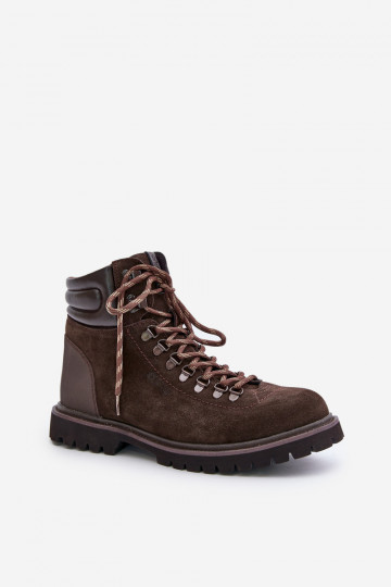 Botins masculinos de camurça forrados Big Star OO174644 Hi-Poly System na cor marrom