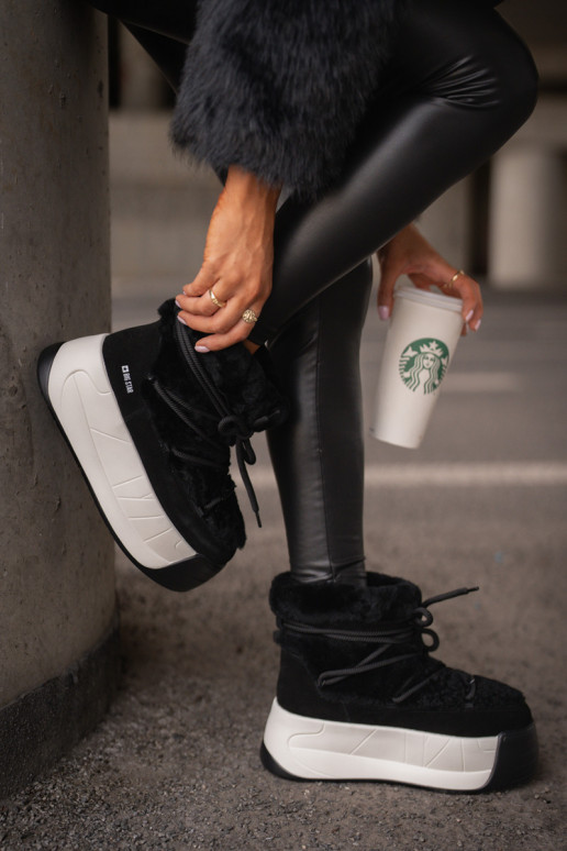 Pele Botas de neve Feminino Em uma sola grossa com um casaco de pele Big Star OO274A206 cor preta Pele Botas de neve Feminino Em uma sola grossa com um casaco de pele Big Star OO274A206 cor preta