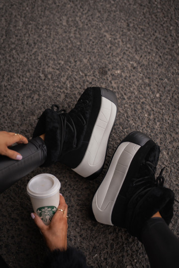 Pele Botas de neve Feminino Em uma sola grossa com um casaco de pele Big Star OO274A206 cor preta 2