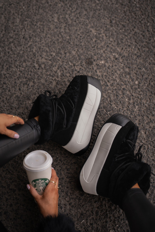 Pele Botas de neve Feminino Em uma sola grossa com um casaco de pele Big Star OO274A206 cor preta Pele Botas de neve Feminino Em uma sola grossa com um casaco de pele Big Star OO274A206 cor preta