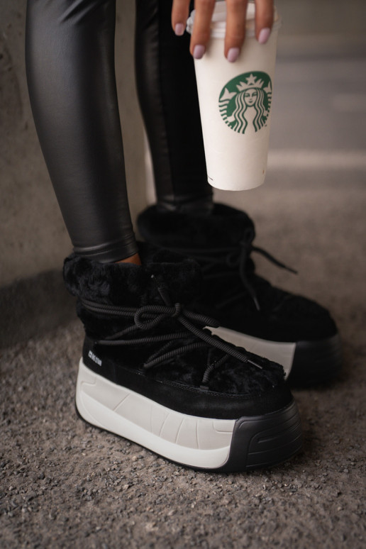 Pele Botas de neve Feminino Em uma sola grossa com um casaco de pele Big Star OO274A206 cor preta Pele Botas de neve Feminino Em uma sola grossa com um casaco de pele Big Star OO274A206 cor preta