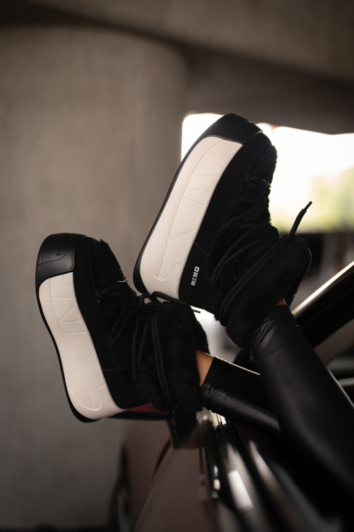 Pele Botas de neve Feminino Em uma sola grossa com um casaco de pele Big Star OO274A206 cor preta Pele Botas de neve Feminino Em uma sola grossa com um casaco de pele Big Star OO274A206 cor preta