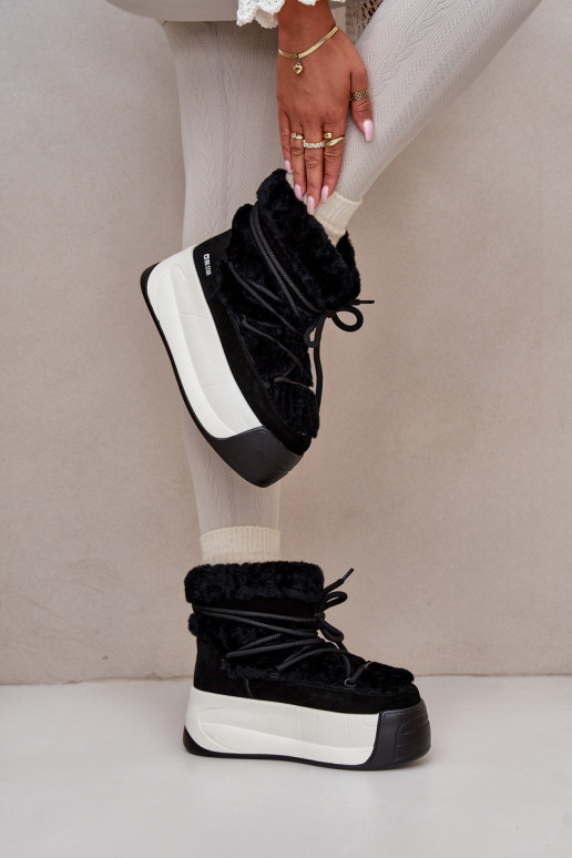 Pele Botas de neve Feminino Em uma sola grossa com um casaco de pele Big Star OO274A206 cor preta Pele Botas de neve Feminino Em uma sola grossa com um casaco de pele Big Star OO274A206 cor preta