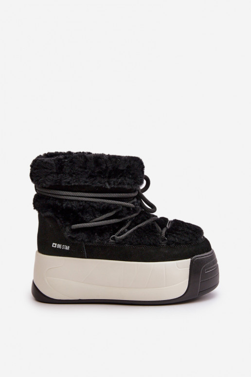 Pele Botas de neve Feminino Em uma sola grossa com um casaco de pele Big Star OO274A206 cor preta Pele Botas de neve Feminino Em uma sola grossa com um casaco de pele Big Star OO274A206 cor preta