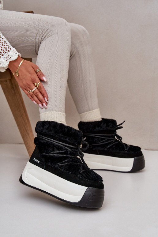 Pele Botas de neve Feminino Em uma sola grossa com um casaco de pele Big Star OO274A206 cor preta Pele Botas de neve Feminino Em uma sola grossa com um casaco de pele Big Star OO274A206 cor preta