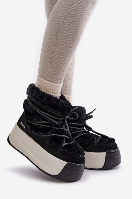 Pele Botas de neve Feminino Em uma sola grossa com um casaco de pele Big Star OO274A206 cor preta Pele Botas de neve Feminino Em uma sola grossa com um casaco de pele Big Star OO274A206 cor preta