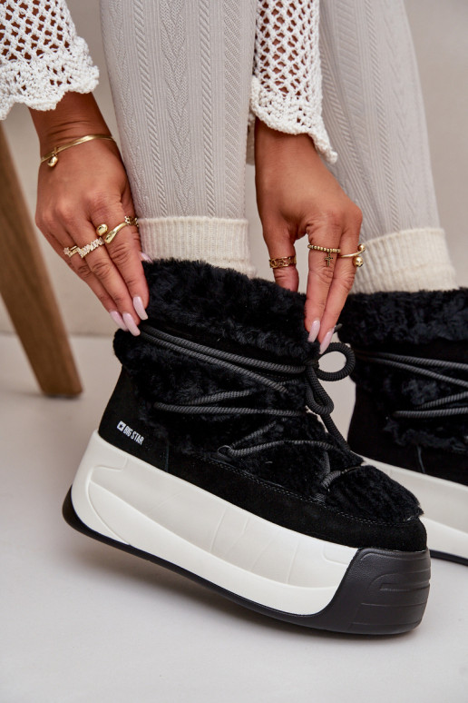 Pele Botas de neve Feminino Em uma sola grossa com um casaco de pele Big Star OO274A206 cor preta Pele Botas de neve Feminino Em uma sola grossa com um casaco de pele Big Star OO274A206 cor preta