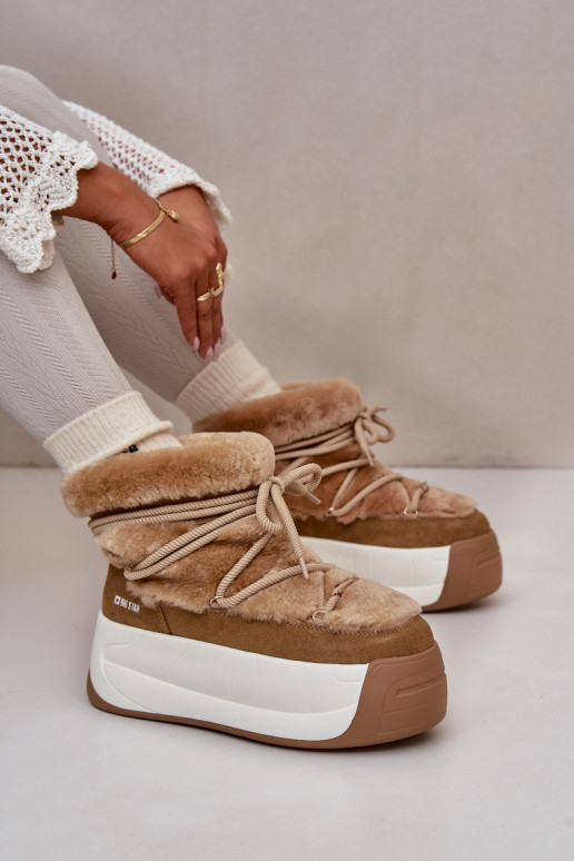 Pele Botas de neve Feminino Em uma sola grossa com um casaco de pele Big Star OO274A207 cor marrom Pele Botas de neve Feminino Em uma sola grossa com um casaco de pele Big Star OO274A207 cor marrom