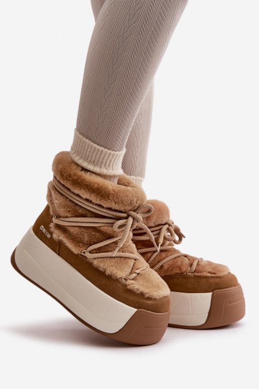 Pele Botas de neve Feminino Em uma sola grossa com um casaco de pele Big Star OO274A207 cor marrom Pele Botas de neve Feminino Em uma sola grossa com um casaco de pele Big Star OO274A207 cor marrom