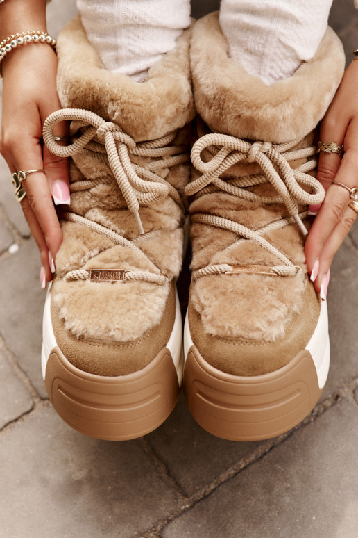 Pele Botas de neve Feminino Em uma sola grossa com um casaco de pele Big Star OO274A207 cor marrom Pele Botas de neve Feminino Em uma sola grossa com um casaco de pele Big Star OO274A207 cor marrom