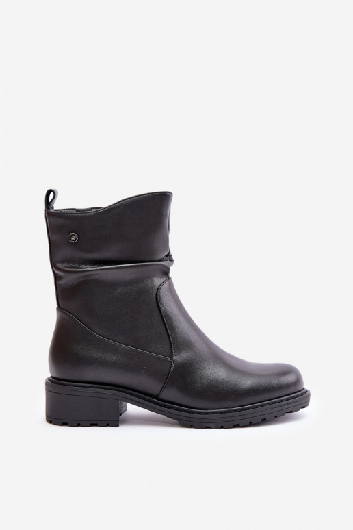 Pele Botas femininas aquecimento Com babados cor preta Vinceza 66714