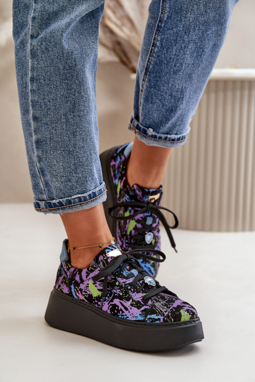 Pele tênis com uma plataforma Tem que serciejka 06191-05 Cor violeta Pele tênis com uma plataforma Tem que serciejka 06191-05 Cor violeta