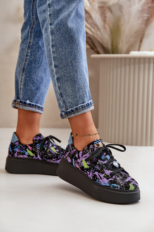 Pele tênis com uma plataforma Tem que serciejka 06191-05 Cor violeta Pele tênis com uma plataforma Tem que serciejka 06191-05 Cor violeta