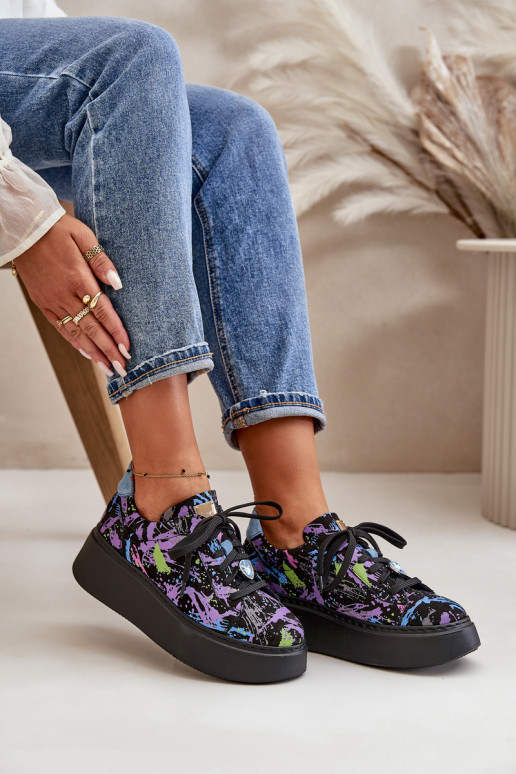 Pele tênis com uma plataforma Tem que serciejka 06191-05 Cor violeta Pele tênis com uma plataforma Tem que serciejka 06191-05 Cor violeta