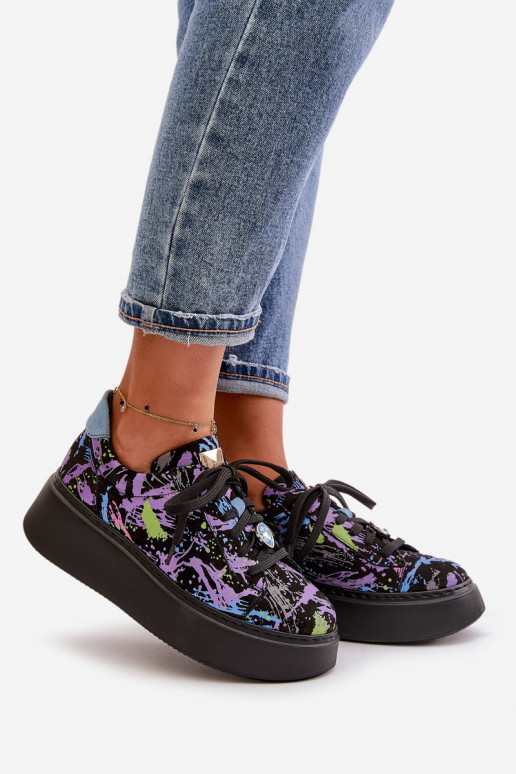 Pele tênis com uma plataforma Tem que serciejka 06191-05 Cor violeta Pele tênis com uma plataforma Tem que serciejka 06191-05 Cor violeta