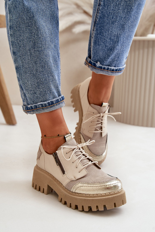 sapato Feminino Feito de couro natural bege Tem que serciejka 06177-04 sapato Feminino Feito de couro natural bege Tem que serciejka 06177-04