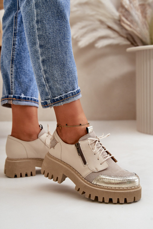 sapato Feminino Feito de couro natural bege Tem que serciejka 06177-04 sapato Feminino Feito de couro natural bege Tem que serciejka 06177-04