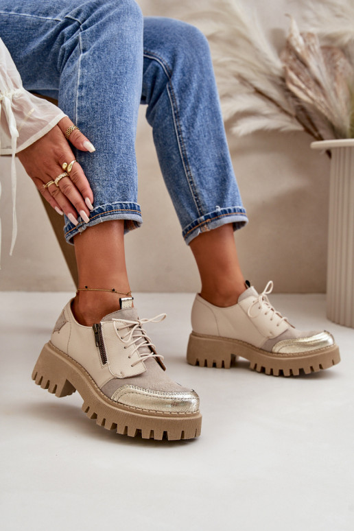 sapato Feminino Feito de couro natural bege Tem que serciejka 06177-04 sapato Feminino Feito de couro natural bege Tem que serciejka 06177-04