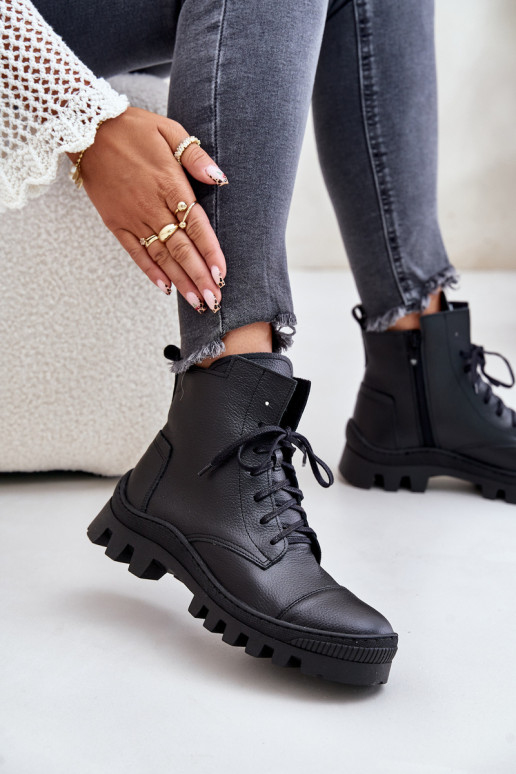 Zazoo 2831 Botas femininas Feito de couro natural cor preta Zazoo 2831 Botas femininas Feito de couro natural cor preta