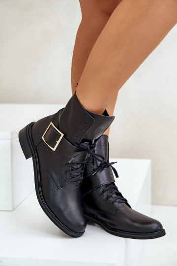 Zazoo 2949 Pele Botas com fivelas cor preta