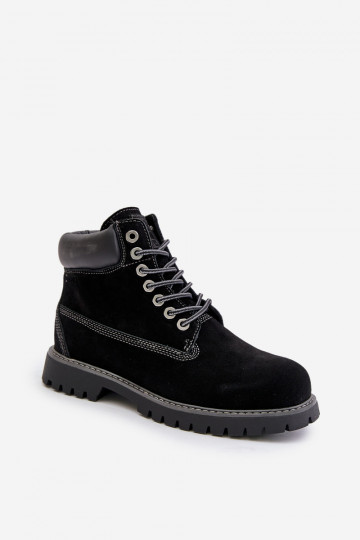 Botas de camurça forradas masculinas Big Star OO174138 HI-POLY SYSTEM, cor preta