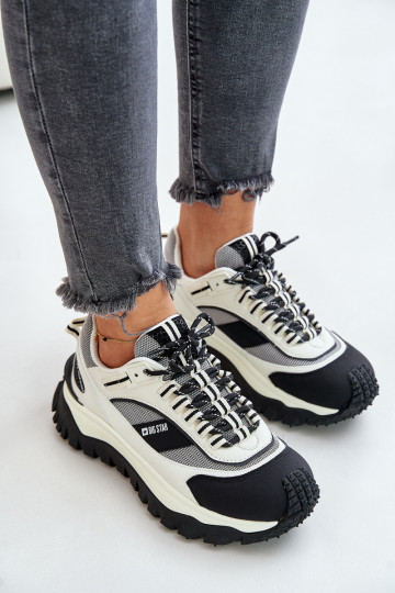 Pele À modalo de tênis Feminino com uma plataforma Big Star OO274A220 HI-POLY SYSTEM Branco-cor preta 2