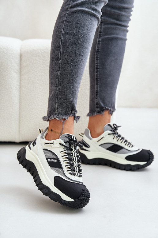 Pele À modalo de tênis Feminino com uma plataforma Big Star OO274A220 HI-POLY SYSTEM Branco-cor preta Pele À modalo de tênis Feminino com uma plataforma Big Star OO274A220 HI-POLY SYSTEM Branco-cor preta