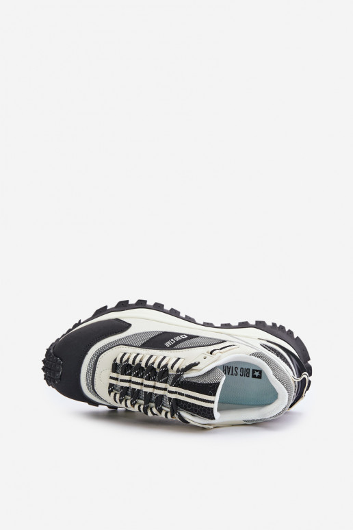 Pele À modalo de tênis Feminino com uma plataforma Big Star OO274A220 HI-POLY SYSTEM Branco-cor preta Pele À modalo de tênis Feminino com uma plataforma Big Star OO274A220 HI-POLY SYSTEM Branco-cor preta