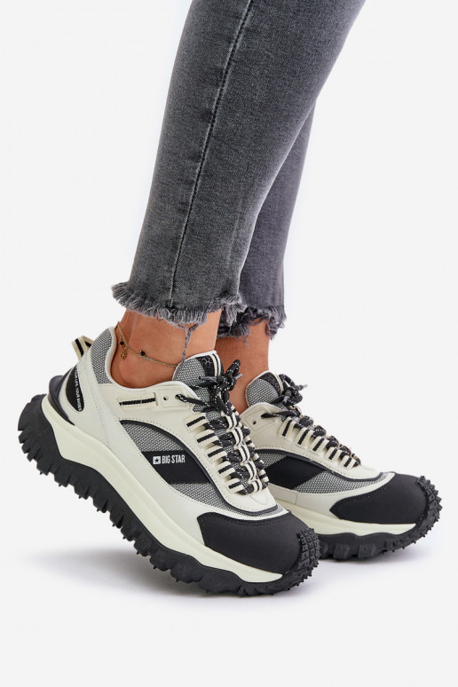 Pele À modalo de tênis Feminino com uma plataforma Big Star OO274A220 HI-POLY SYSTEM Branco-cor preta Pele À modalo de tênis Feminino com uma plataforma Big Star OO274A220 HI-POLY SYSTEM Branco-cor preta