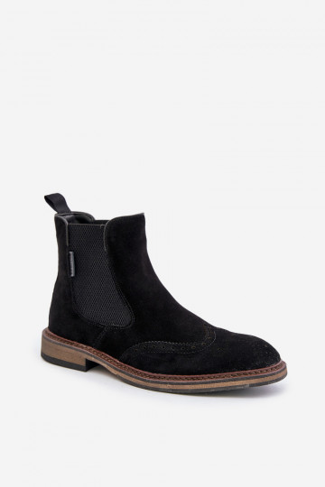Botins masculinos estilosos de camurça Big Star OO174192, cor preta