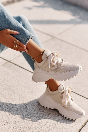 Feminino Pele À modalo de tênis bege CheBello 4583